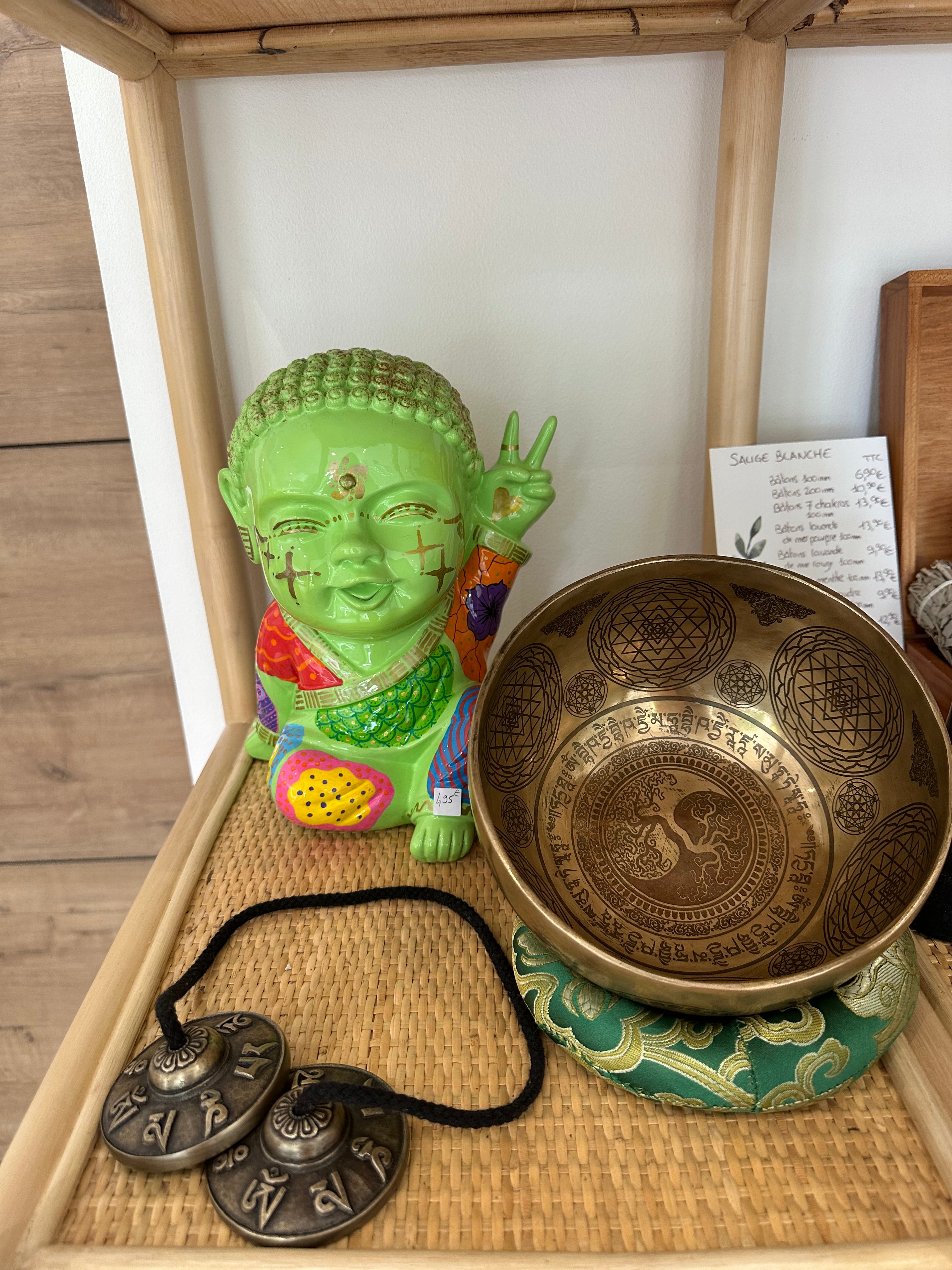 Buddha vert Bali 25cm - pièce unique!