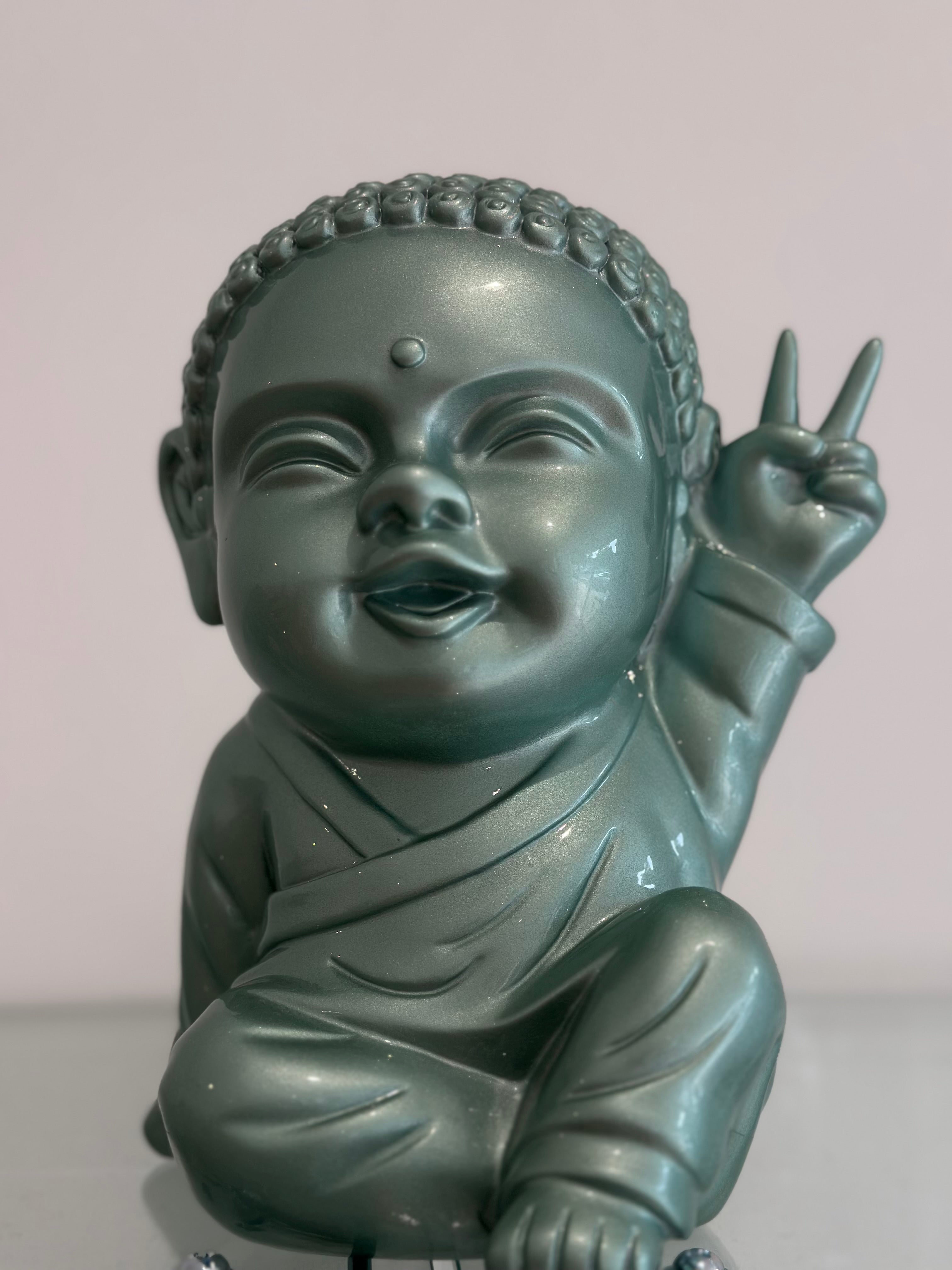 Buddha vert vintage Metalic 25cm
