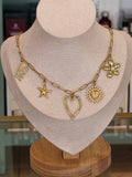 COLLIER DORÉE - 5 charm's coeur