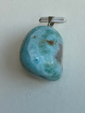 Pendentif pierre roulee larimar AA 20 a 35mm (1 piece)