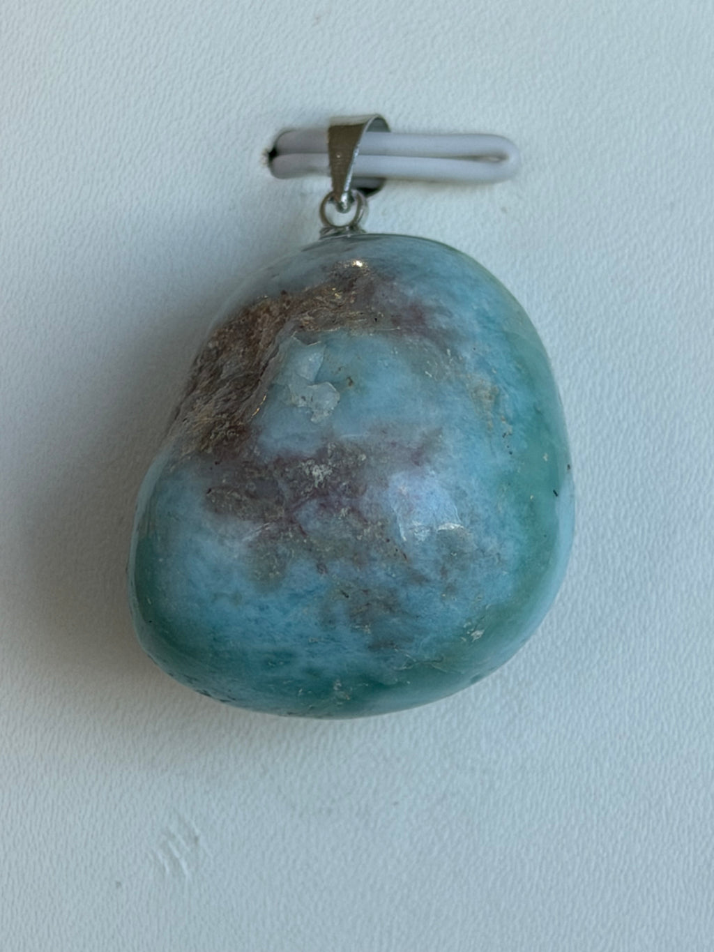 Pendentif pierre roulee larimar AA 20 a 35mm (1 piece)