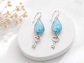 Boucles d'Oreilles Larimar clef en Argent