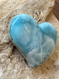Pendentif Coeur Larimar République Dominicaine qualité AAA Extra