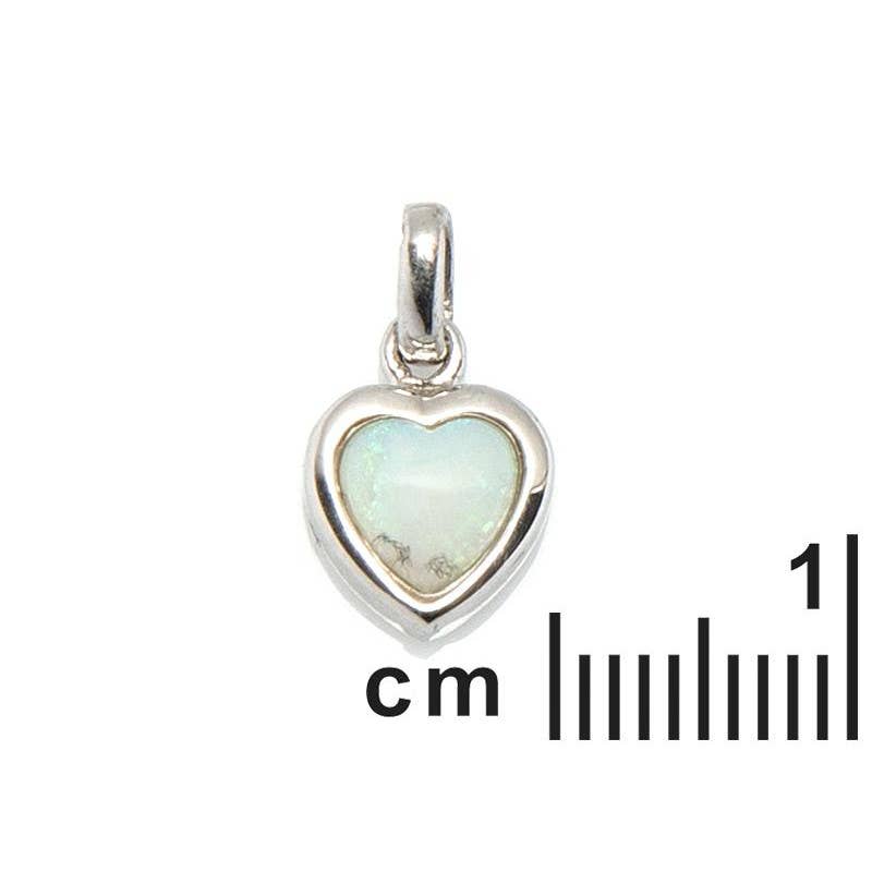 Pendentif coeur avec Opale blanche naturelle, argent 925