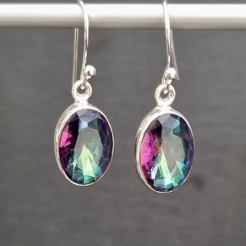 Boucles d'oreilles en topaze mystique, argent sterling 925