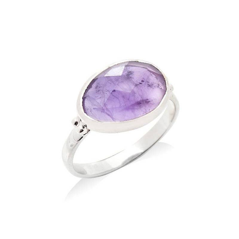 Bague avec Améthyste violette naturelle, argent 925