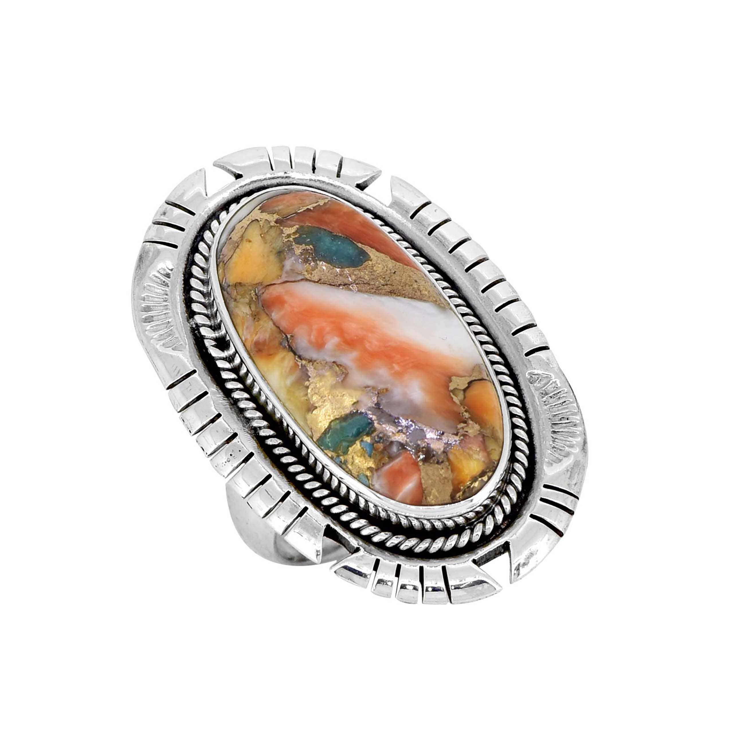 Bague texturée en argent sterling 925 avec Turquoise Oyster