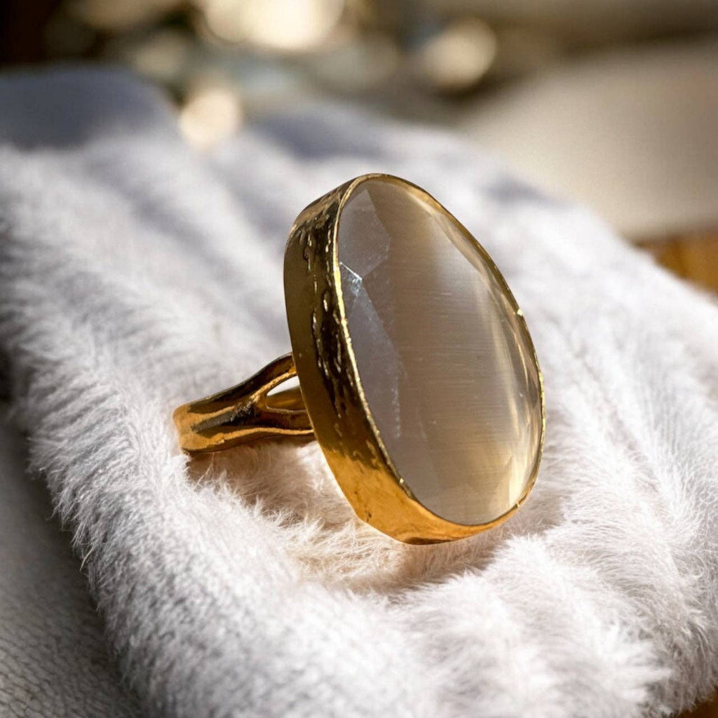 Bague "ELARION" pierre naturelle Agate grise