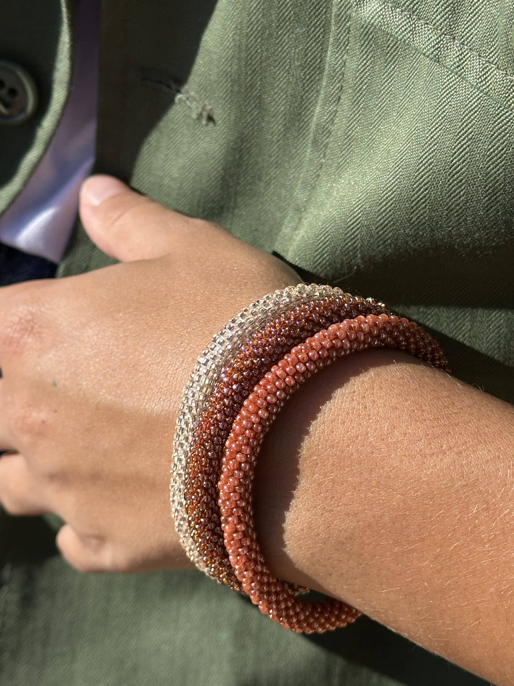 Bracelet népalais Rose Bonbon unis