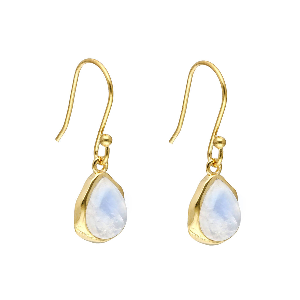 Boucles d'oreilles pendantes en argent plaqué or avec Pierre de lune