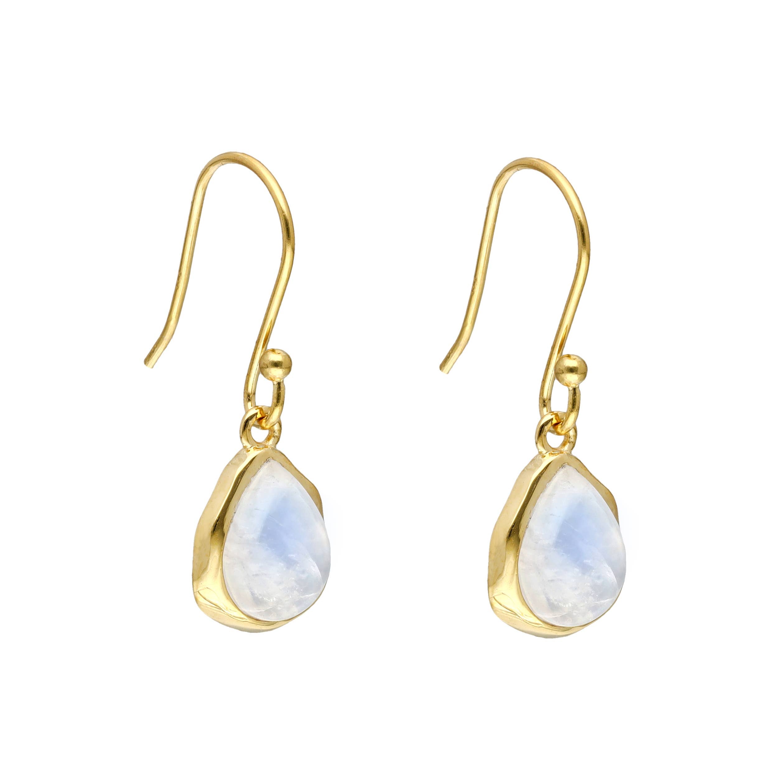 Boucles d'oreilles pendantes en argent plaqué or avec Pierre de lune