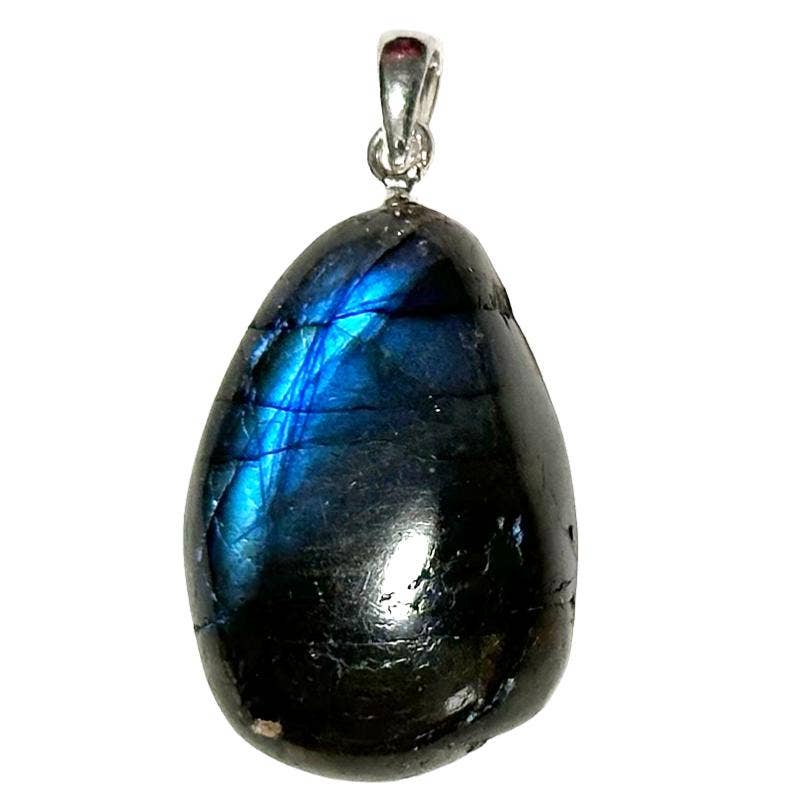 Pendentif Labradorite Madagascar A pierre roulée argent 925