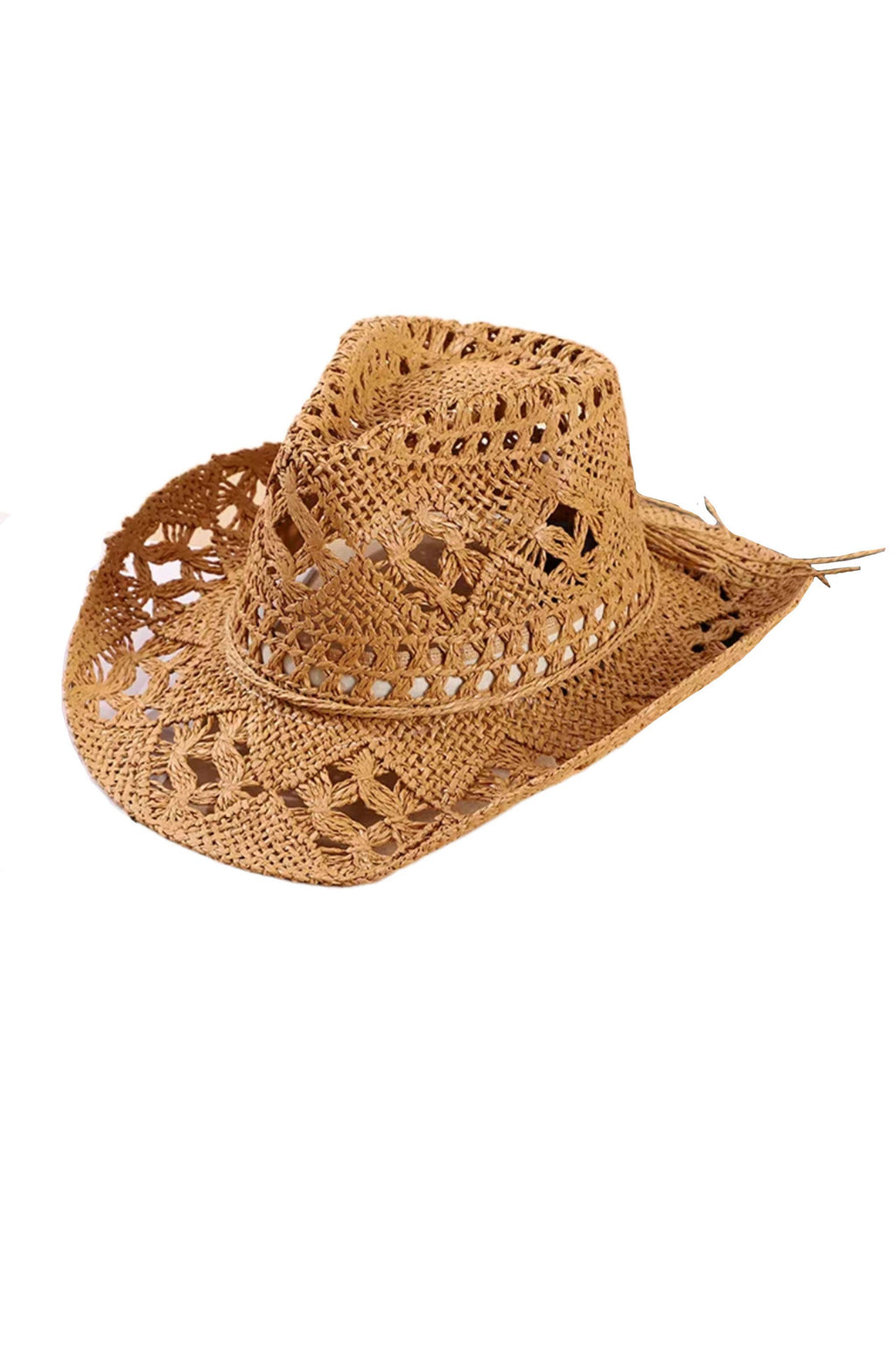 Chapeau en paille ajourée style western