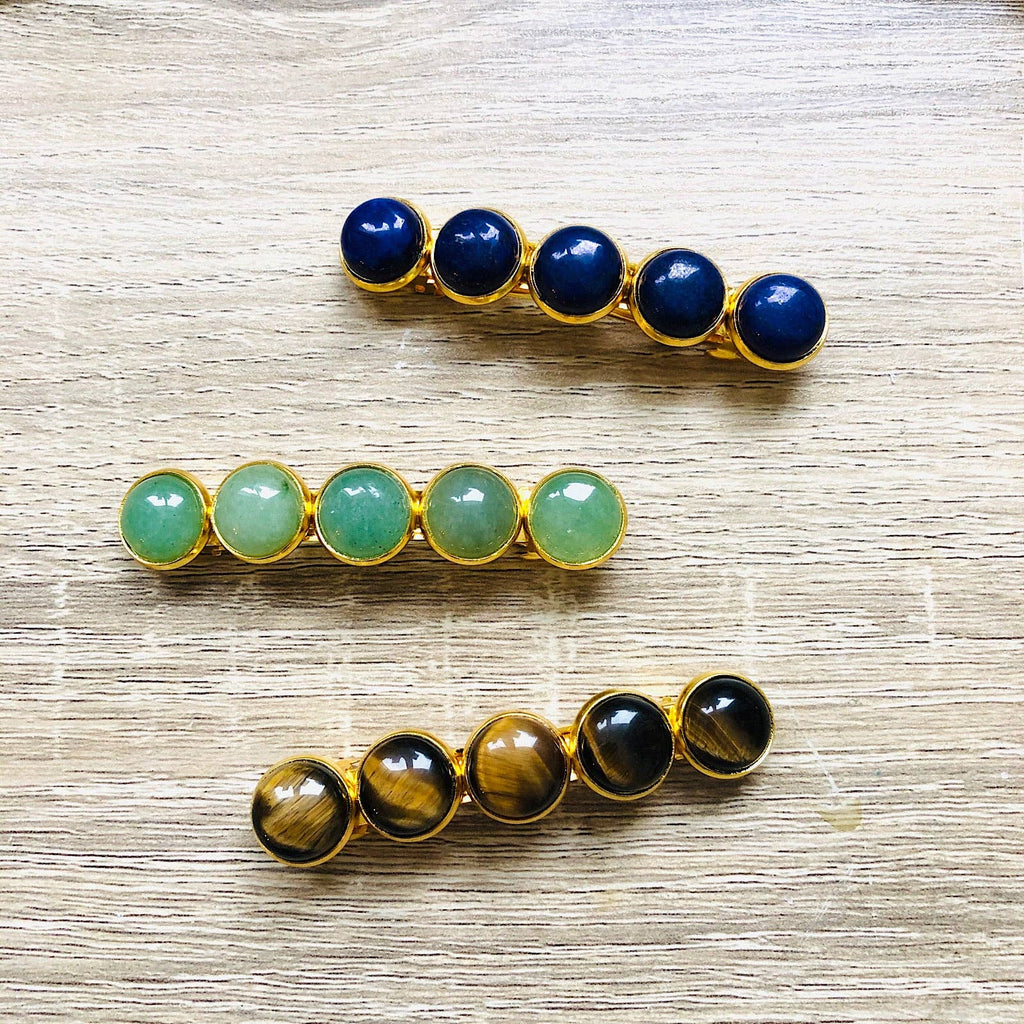 Grande barrette Estelle pierres naturelles
