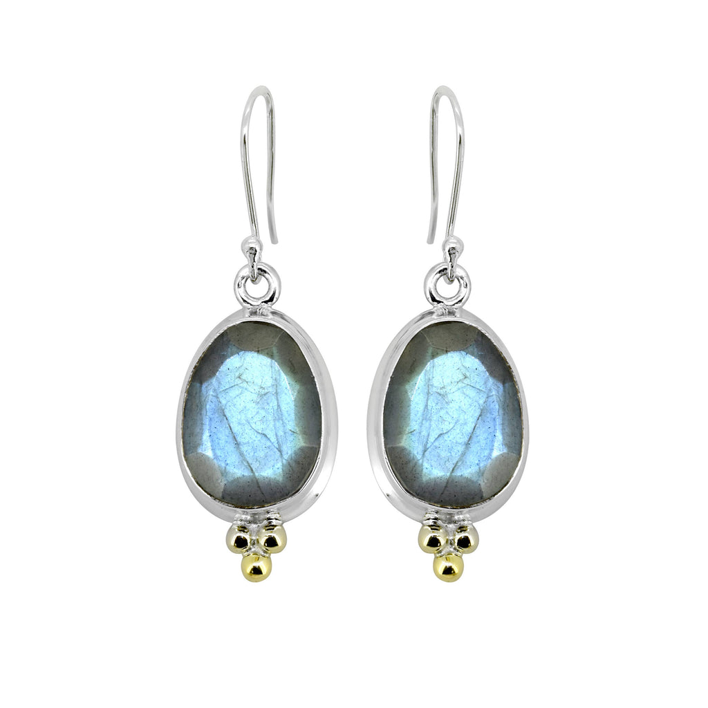 Boucles d'oreilles en argent sterling 925 avec pierre de Labradorite
