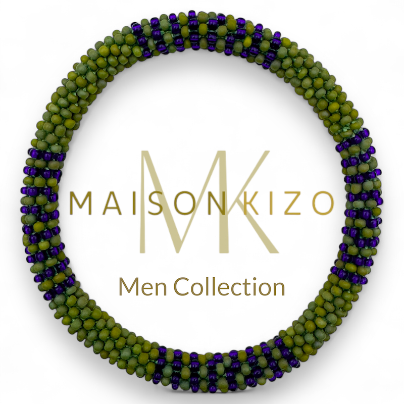 Bracelet népalais HOMME - H04 vert kaki bleu