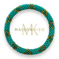 Bracelet népalais E69 turquoise doré croix