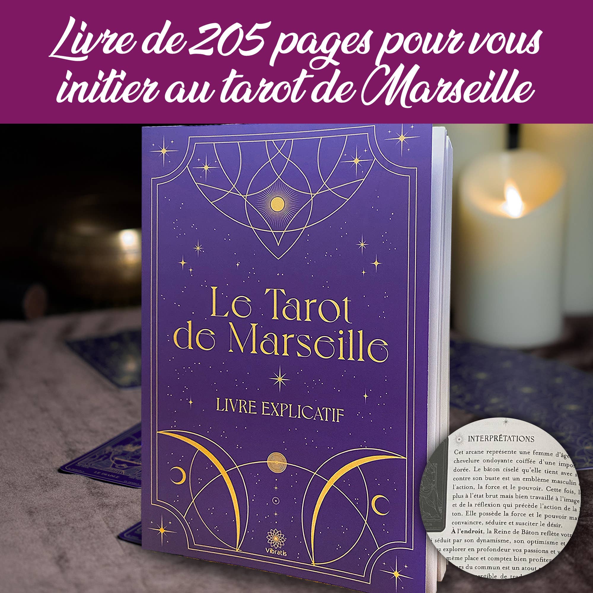 Coffret Tarot de Marseille : Tarot+Livre+Nappe divinatoire