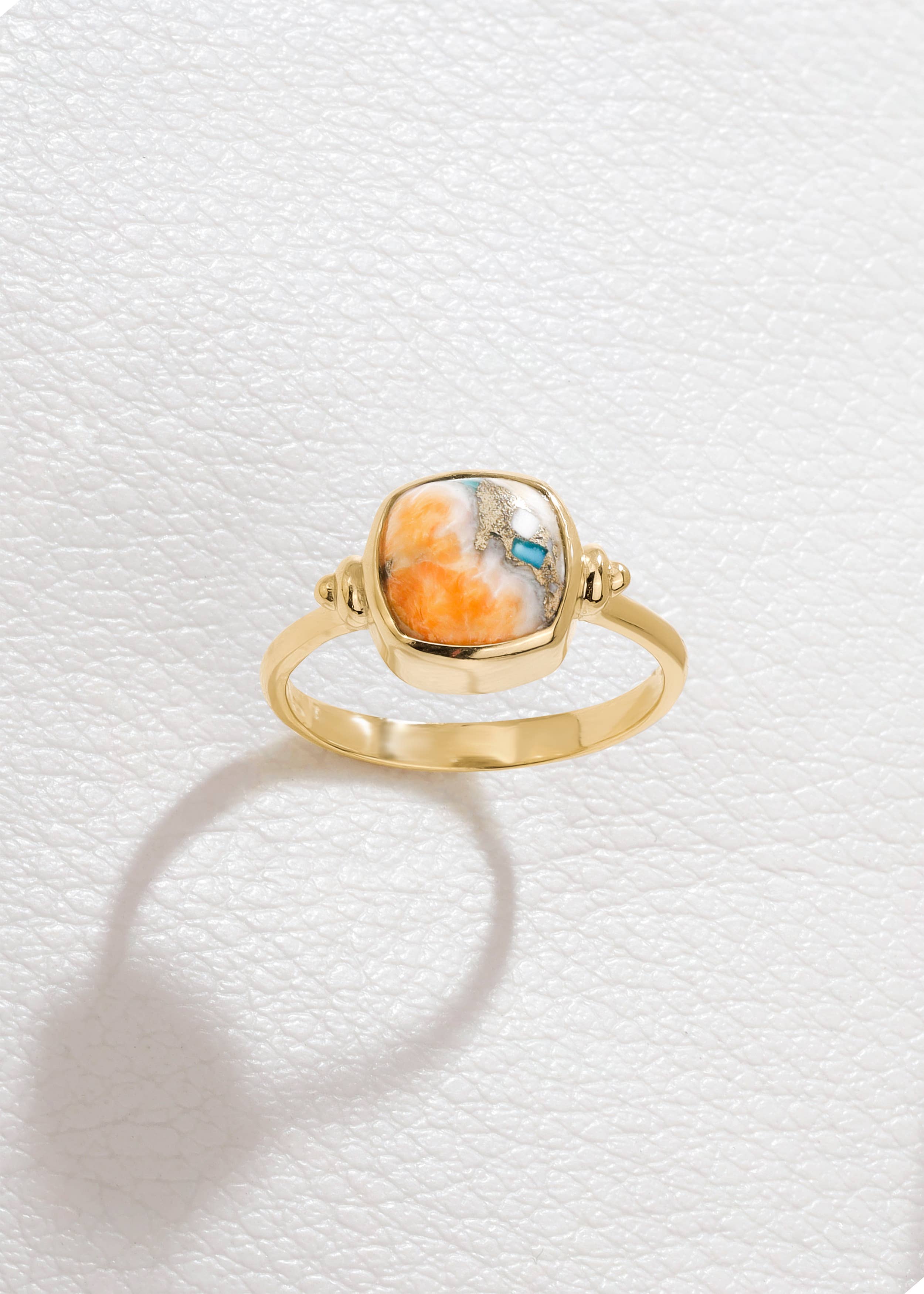 Bague en argent plaqué or avec Turquoise Oyster