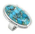 Bague en argent sterling 925 massif avec turquoise et cuivre bleu