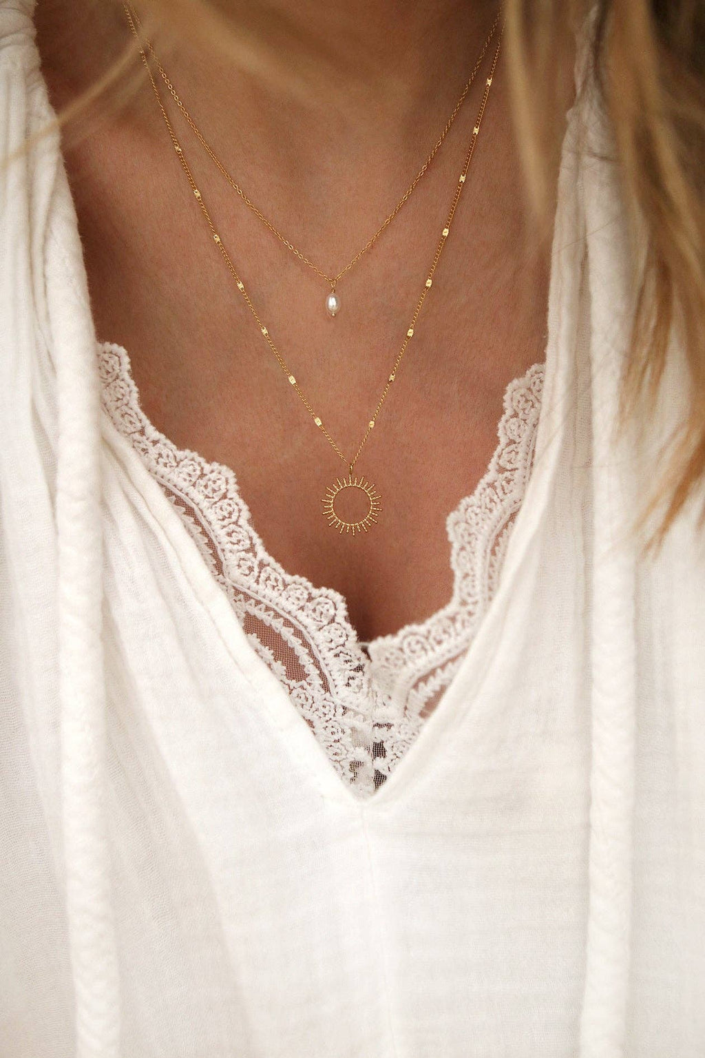 Collier NARCISSA double Nacre Blanche