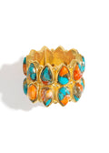 Bague large en or plaqué avec Turquoise Oyster en forme de poire