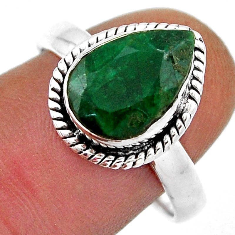 Bague Emeraude Brésil AA argent 925 - Taille 58