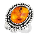 Bague Ambre cognac Lituanie AA argent 925