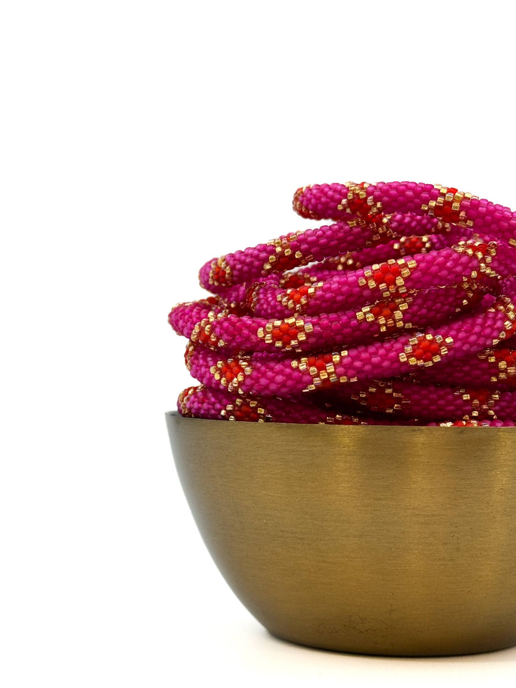 Bracelet népalais R45 fuchsia rose croix doré
