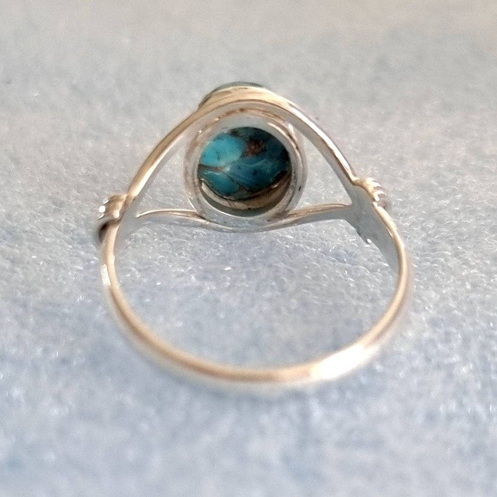 Bague Turquoise bleue et cuivre en Argent