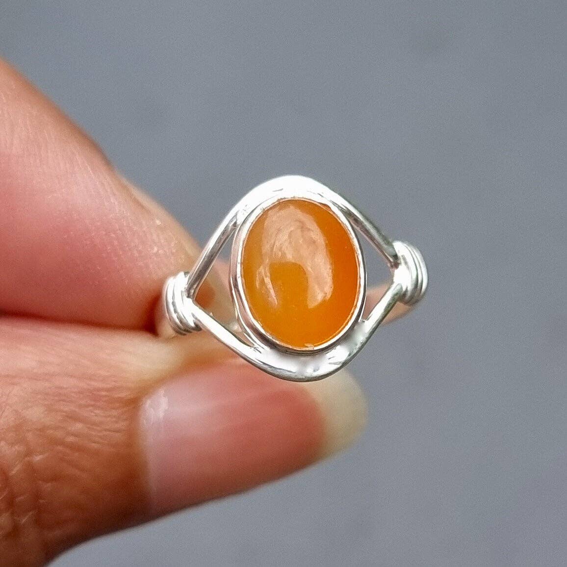 Bague en Cornaline Argent Sterling 925