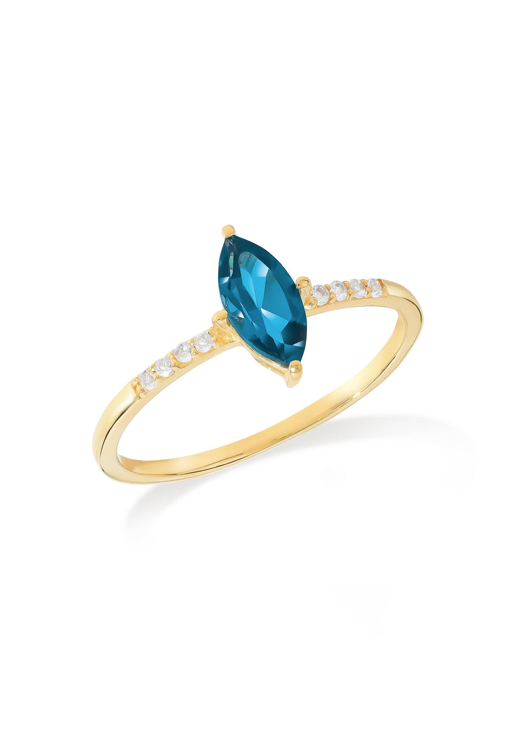 Bague en argent 925 plaqué or avec topaze bleue de Londres