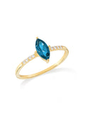 Bague en argent 925 plaqué or avec topaze bleue de Londres
