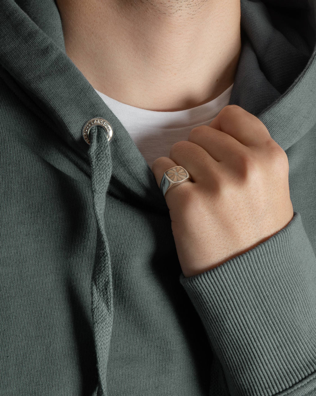 Marrakech - Bague à chevalet en argent sterling 925 et coquillage - Homme