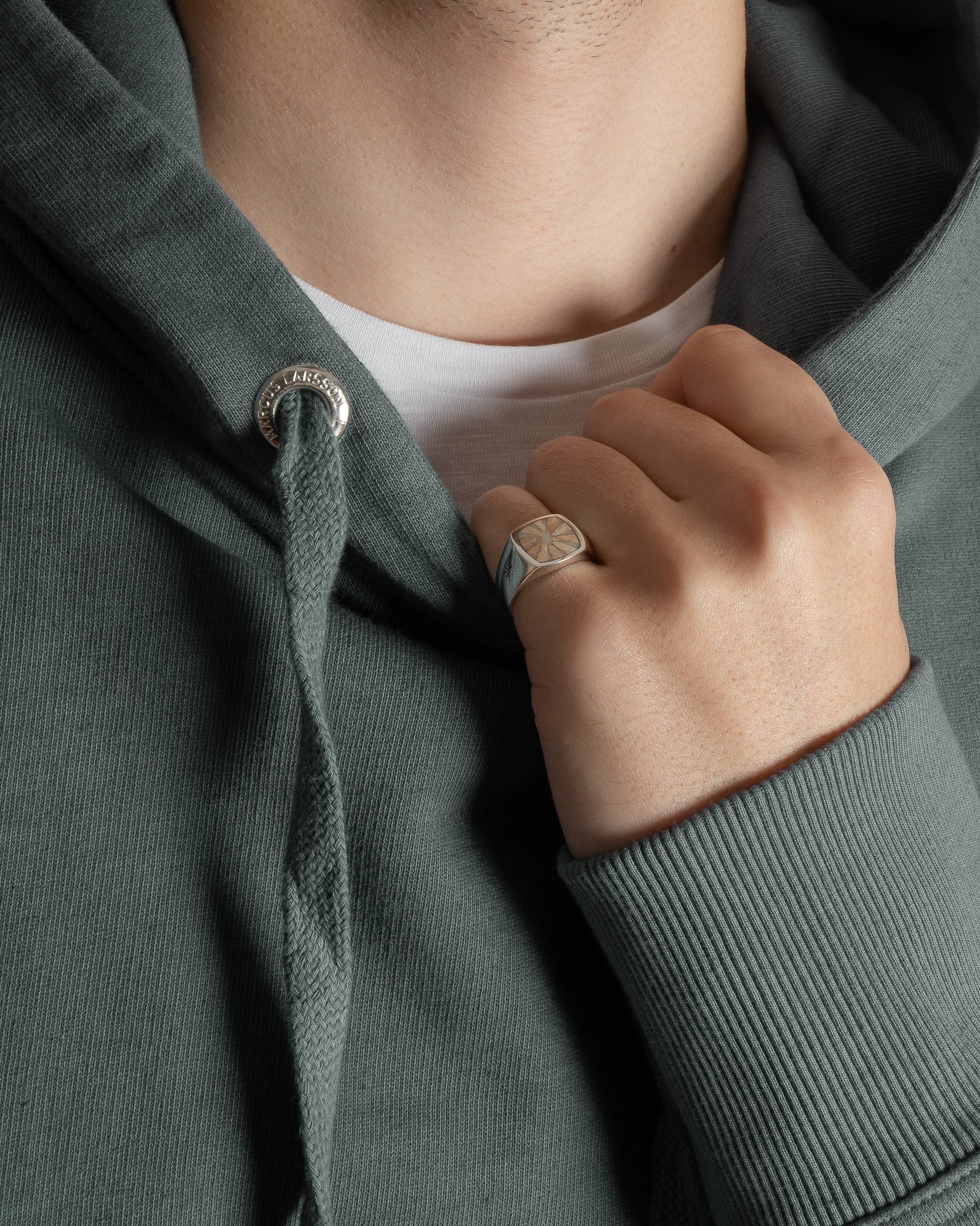 Marrakech - Bague à chevalet en argent sterling 925 et coquillage - Homme