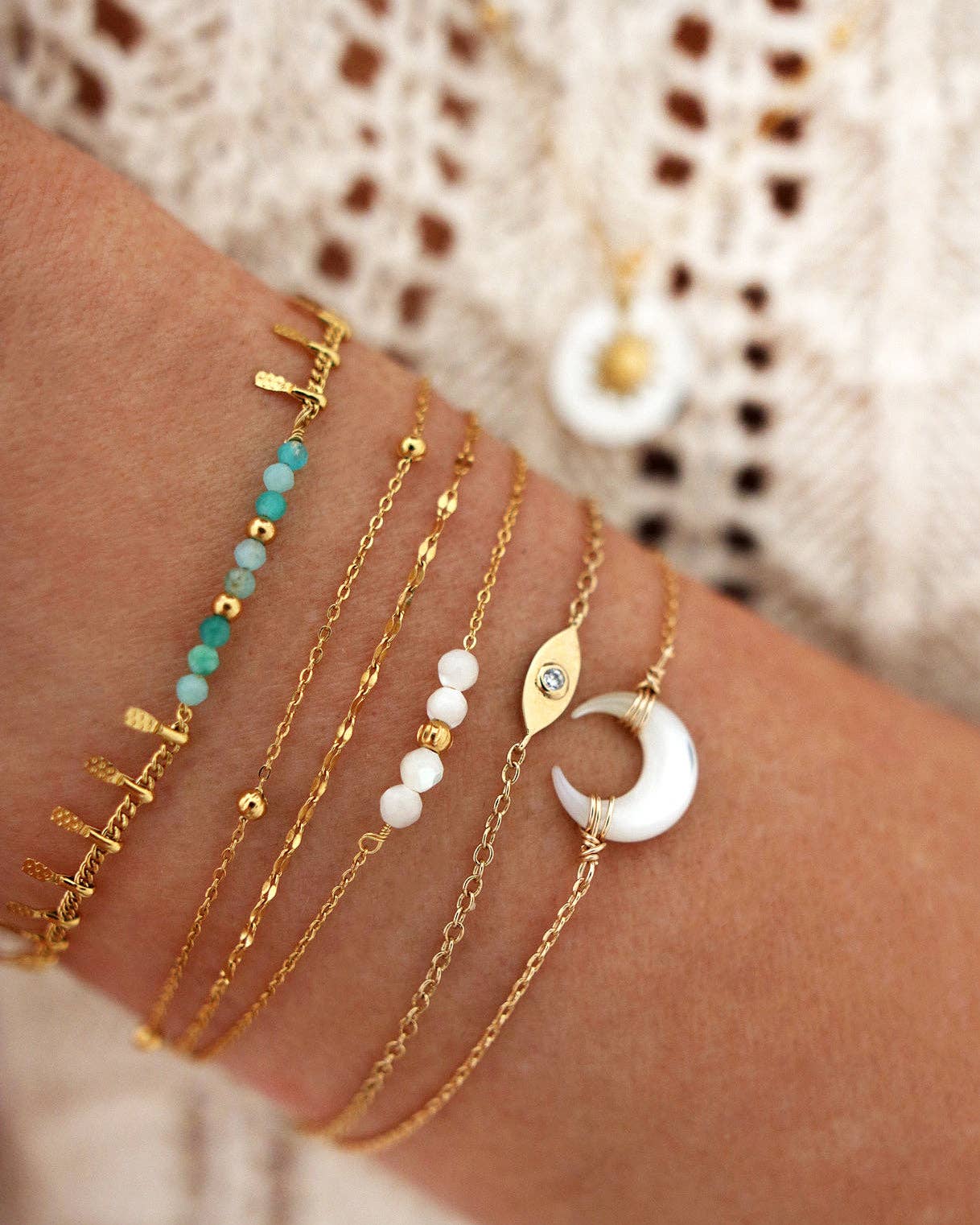 Bracelet LINA Lune nacre