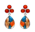 Boucles d'oreilles pendantes en argent sterling 925 Turquoise Oyster Mohave Cornaline