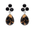 Boucles d'oreilles à tige en laiton et argent sterling 925 en Onyx noir