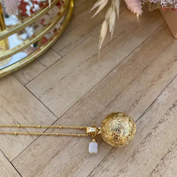 Bola de grossesse gravé mandala avec Pierre de lune