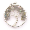 Pendentif arbre de vie Labradorite Madagascar A 40mm acier inoxydable