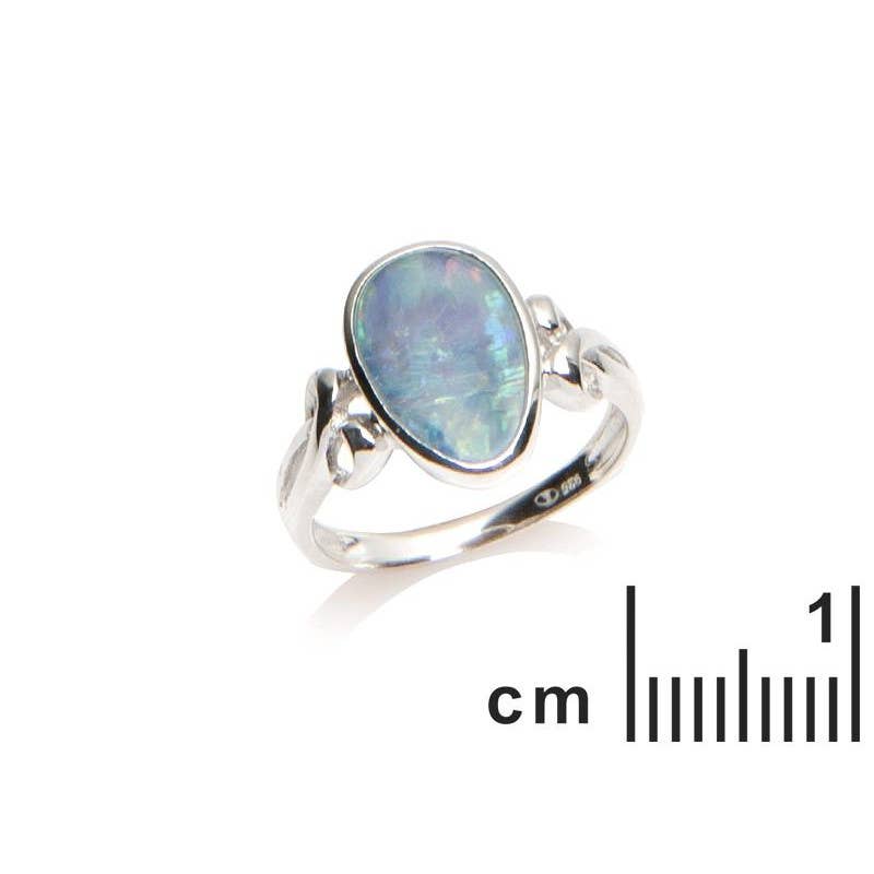 Bague Opale bleue doublet d'Australie goutte, argent 925
