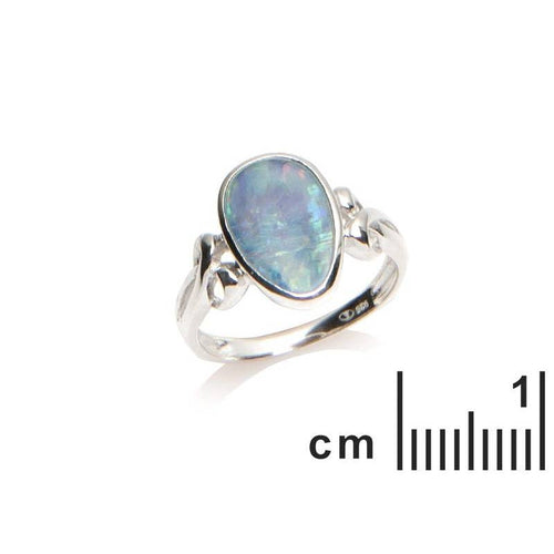 Bague Opale bleue doublet d'Australie goutte, argent 925