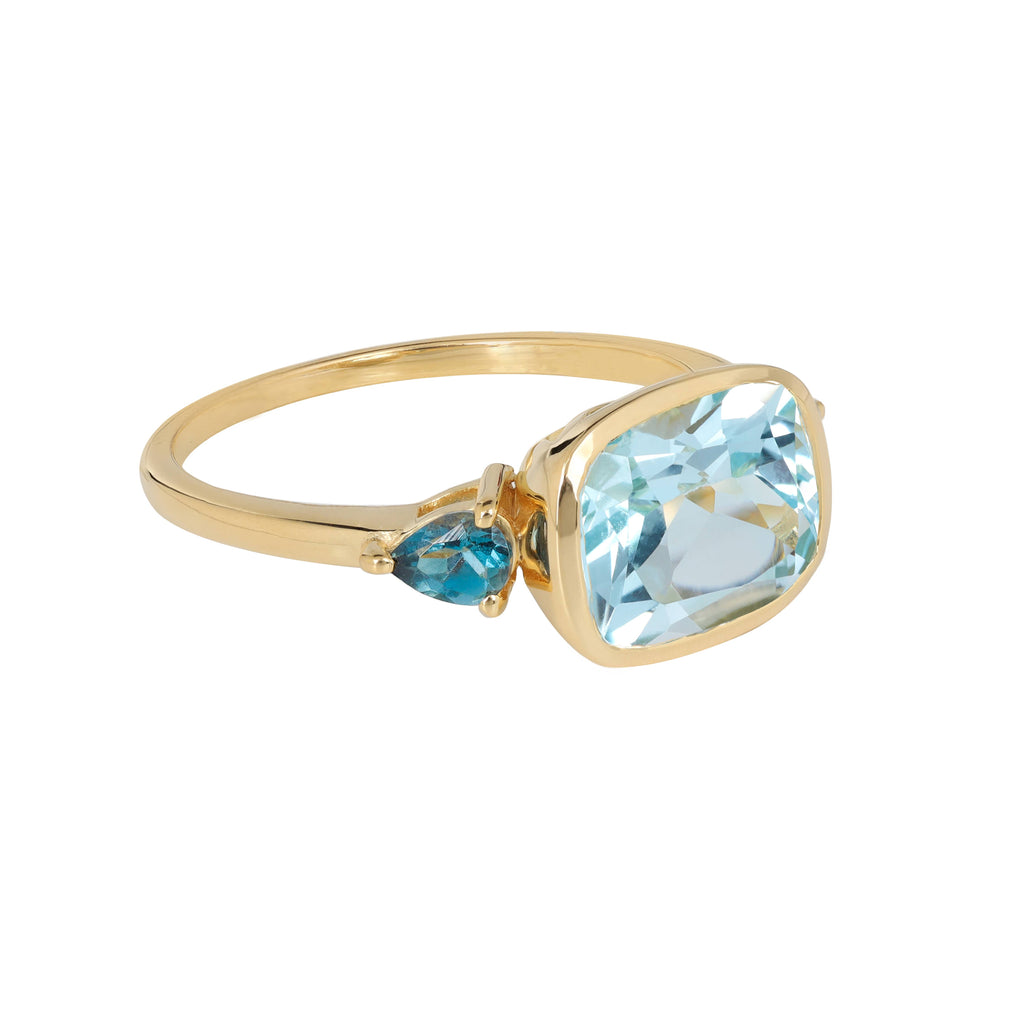 Bagues solitaires en Topaze bleu ciel plaquées or sur argent