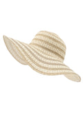 Chapeau en paille large bord avec rayures BEIGE
