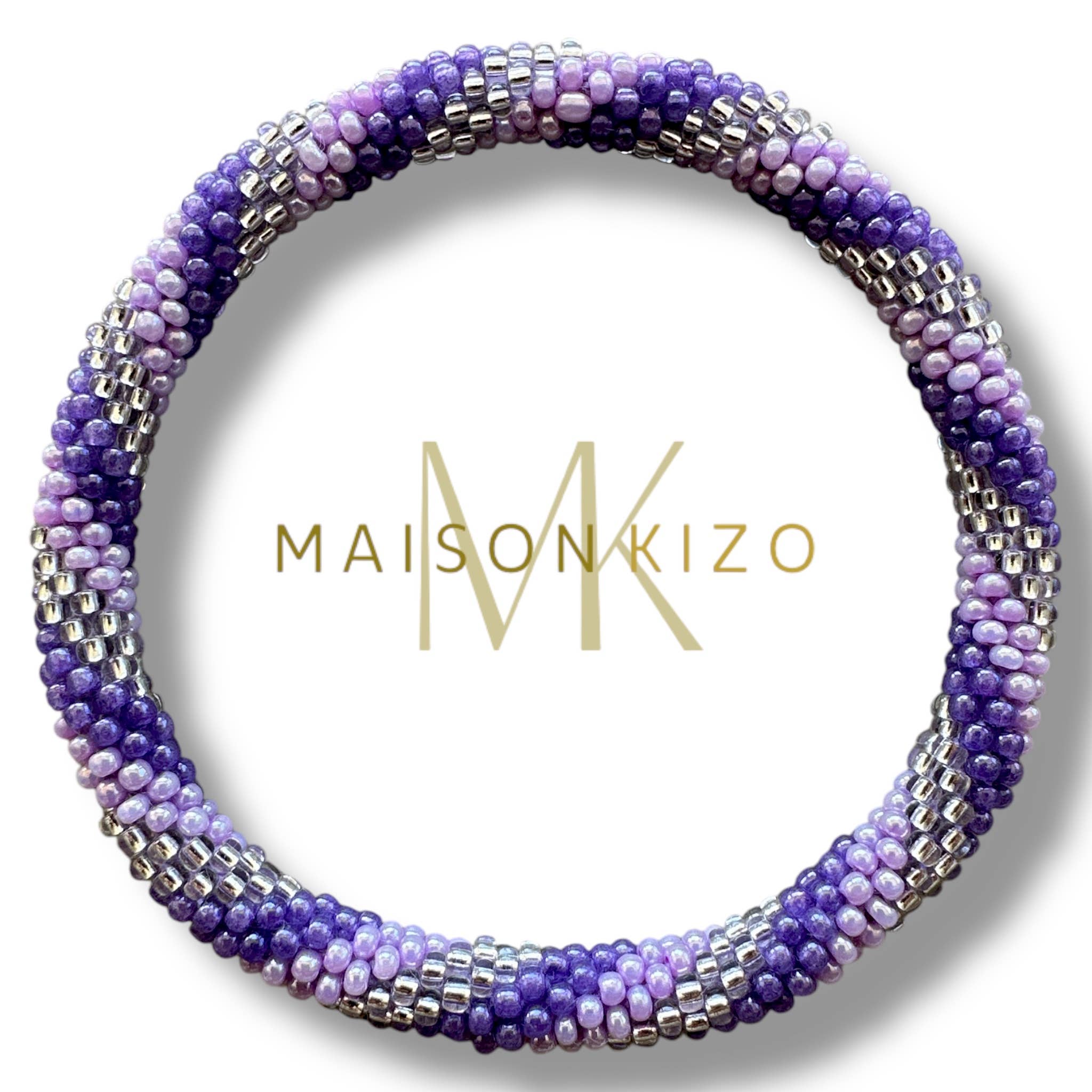 Bracelet népalais violet mauve argent