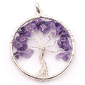 Pendentif arbre de vie Améthyste Brésil A 40mm acier inoxydable