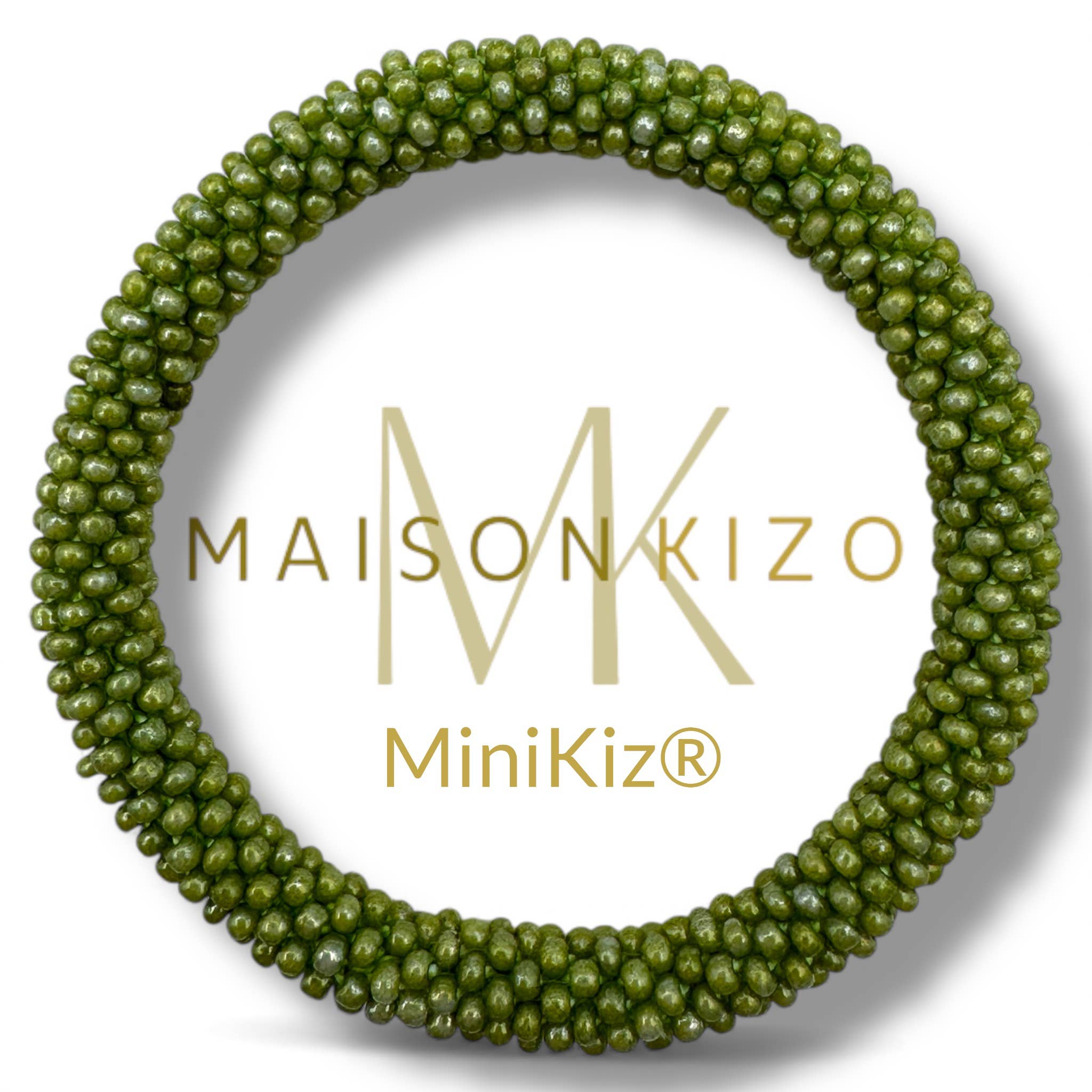 Bracelet népalais MINIKIZ enfant et petit poignet adulte K50 Vert Kaki Unis