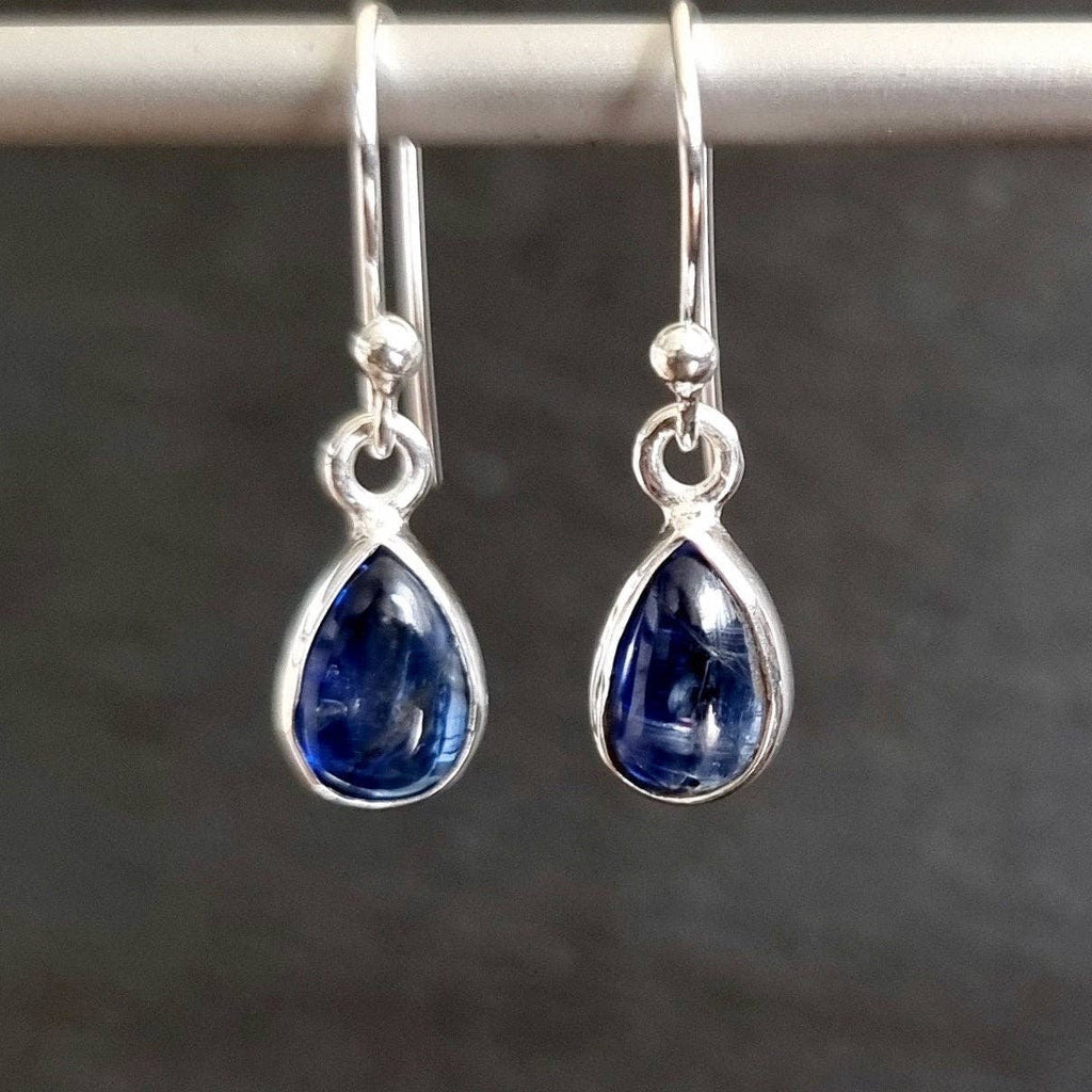 Boucles d'oreilles petites gouttes en Cyanite bleue | Argent sterling 925