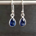 Boucles d'oreilles petites gouttes en Cyanite bleue | Argent sterling 925
