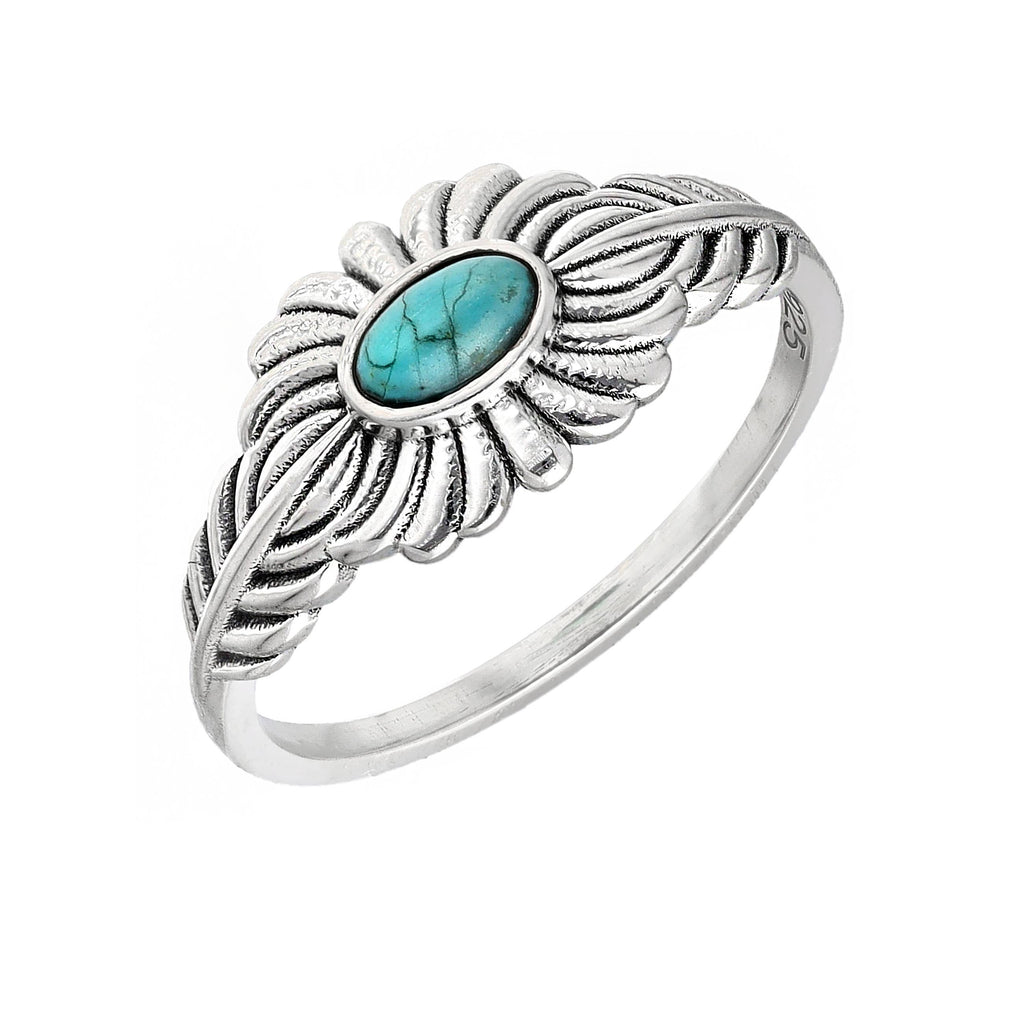 Bague solitaire en argent sterling avec turquoise Mohave